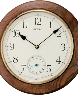OAK WOOD CLOCK WITH SUB-SECOND HAND