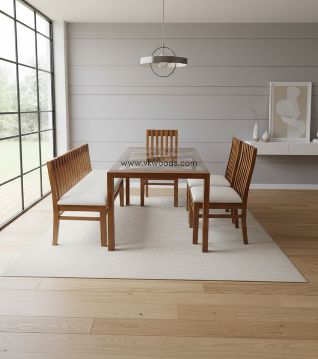 The Solid Wood & Glass Top Set