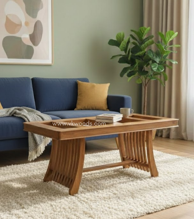 The Wave teak coffee table