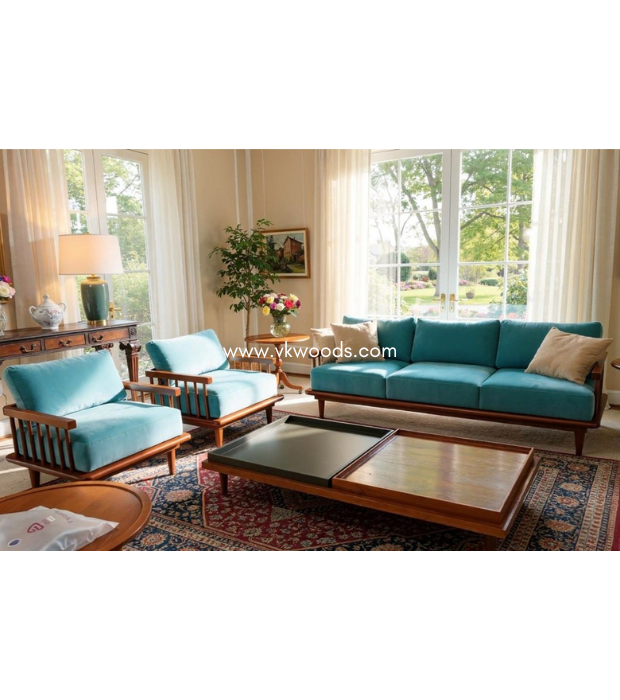 The Teal Slat Sofa Set